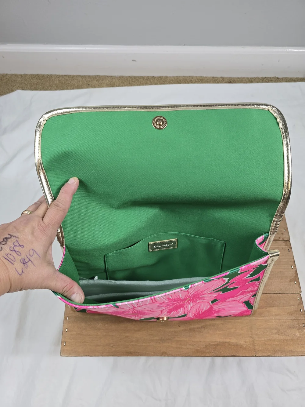 Pink Floral Fold-Over Clutch Handbag